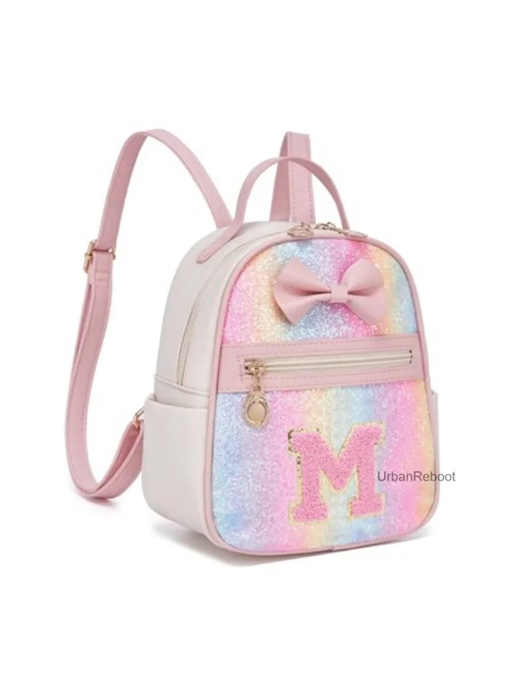 Sequin Mini Backpack Purse Vegan Leather Girls Initial Gift